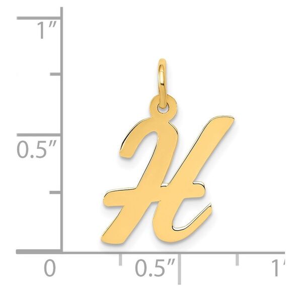 14k Yellow Gold, Madison Collection, Medium Script Initial H Pendant - Picture 4 of 5